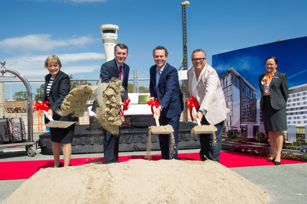 Sod Turning of Brisbane Airport Hotels and Conference Centre LtoR J Alroe Lord Mayor A Flynn S Flynn