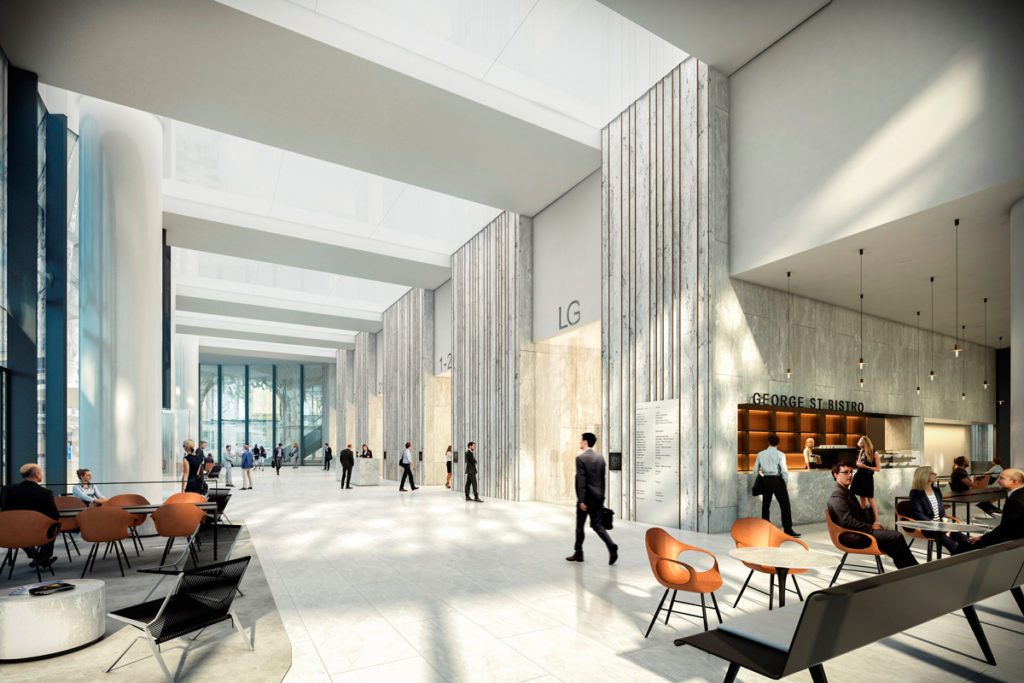Artist's impression of office tower lobby space