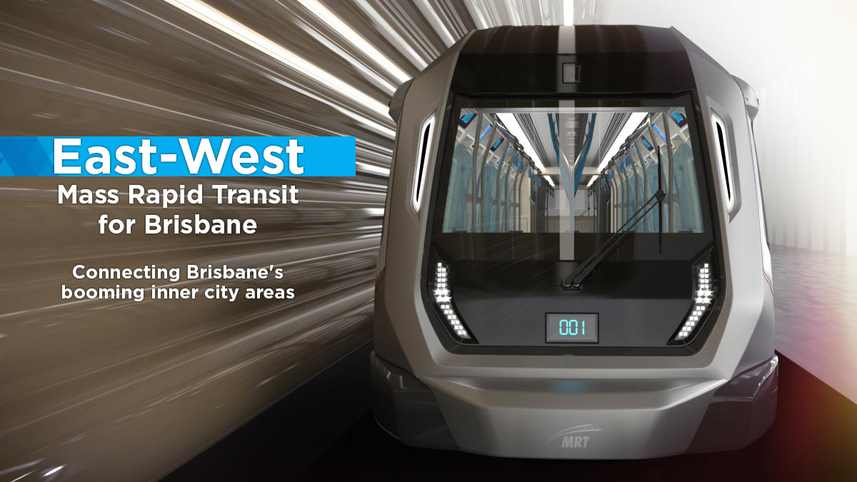 Brisbane East West Mass Rapid Transit Concept. Source: DesignworksUSA of Siemens Klang Valley MRT Kuala Lumpur. 