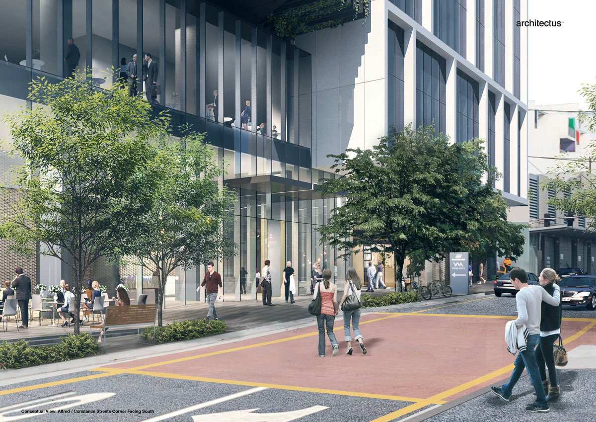 Artist's impression of Alfred Street pedestrian link - possibly below a future tower development