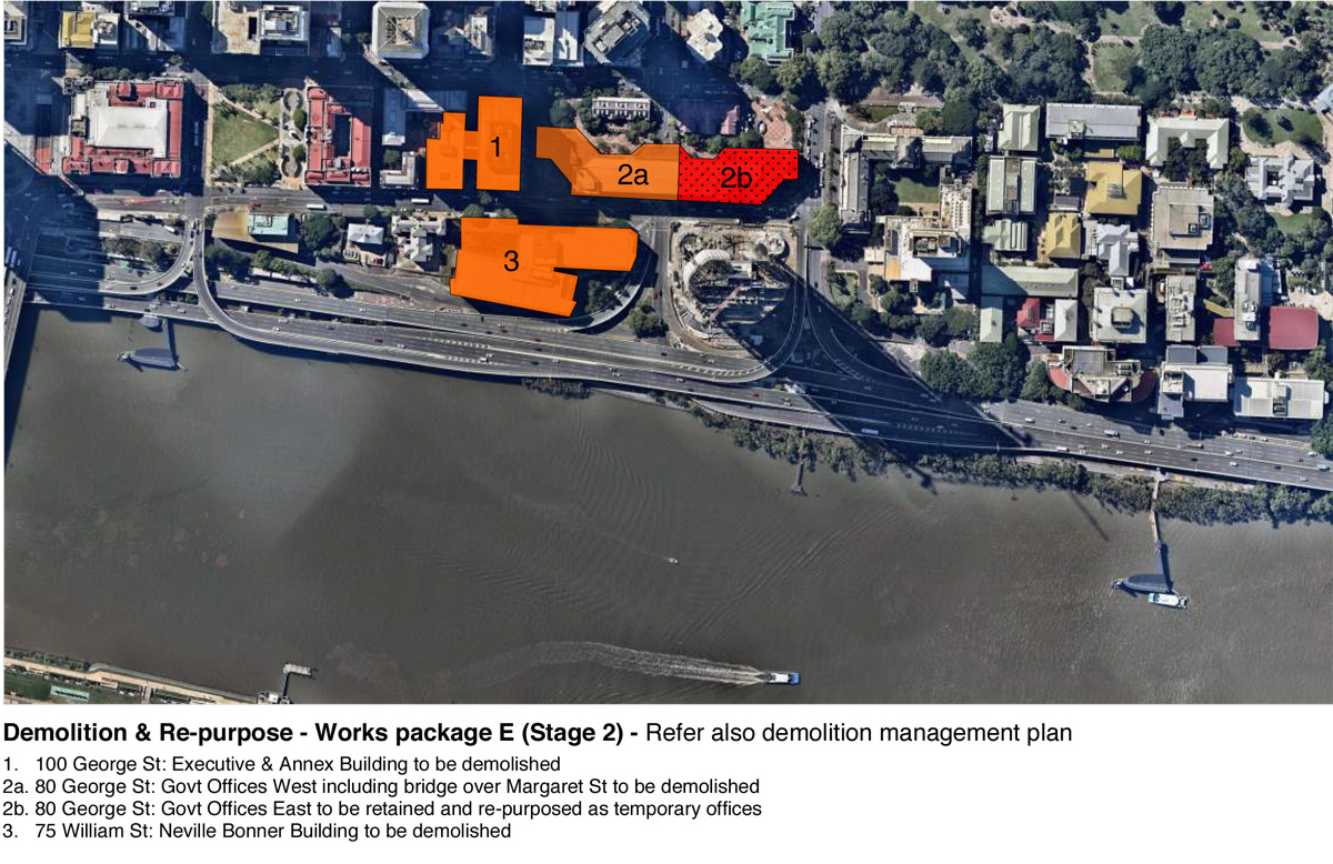 Staged Demolition Plan of Queens Wharf 