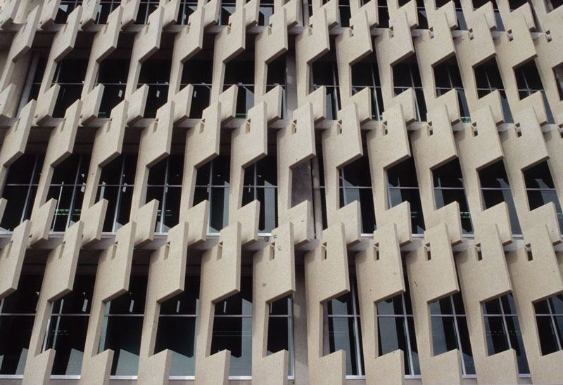 The Neville Bonner Building's sun shading concrete fins