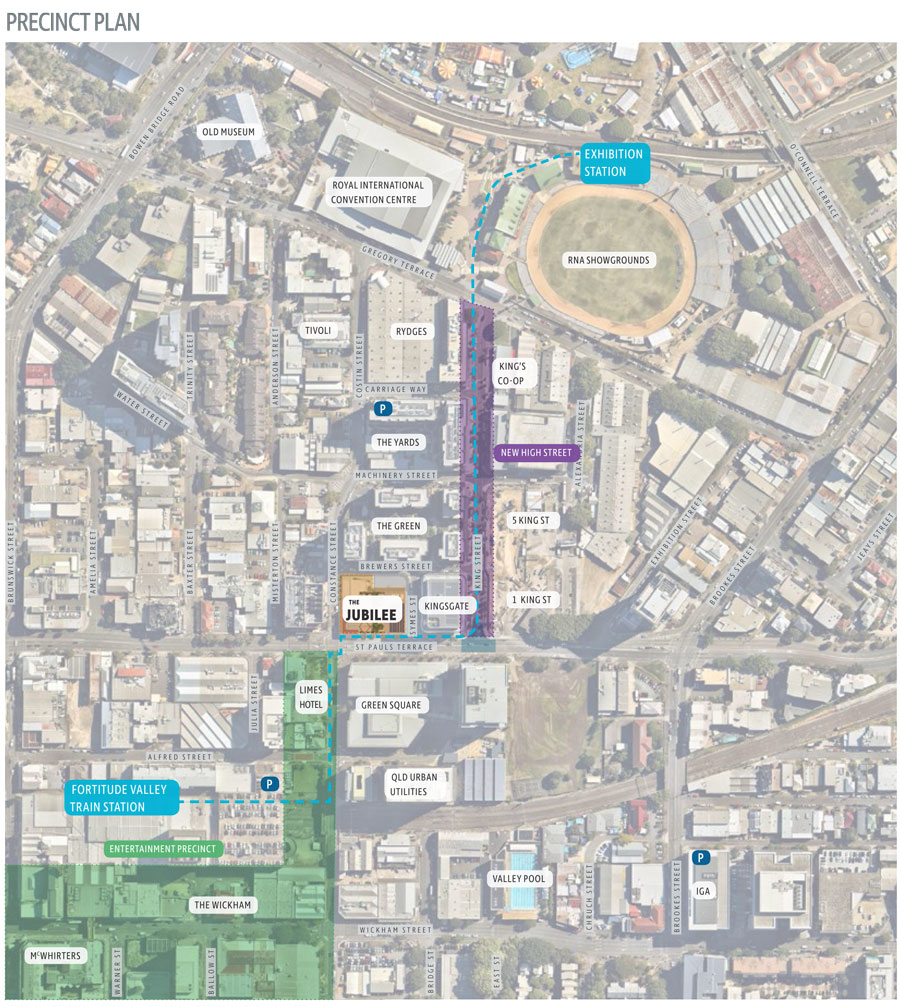 Area map showing Bowen Hills and new King Street Precinct
