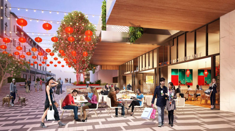 Artist's impression of proposed ground floor retail activation along the China Town Mall