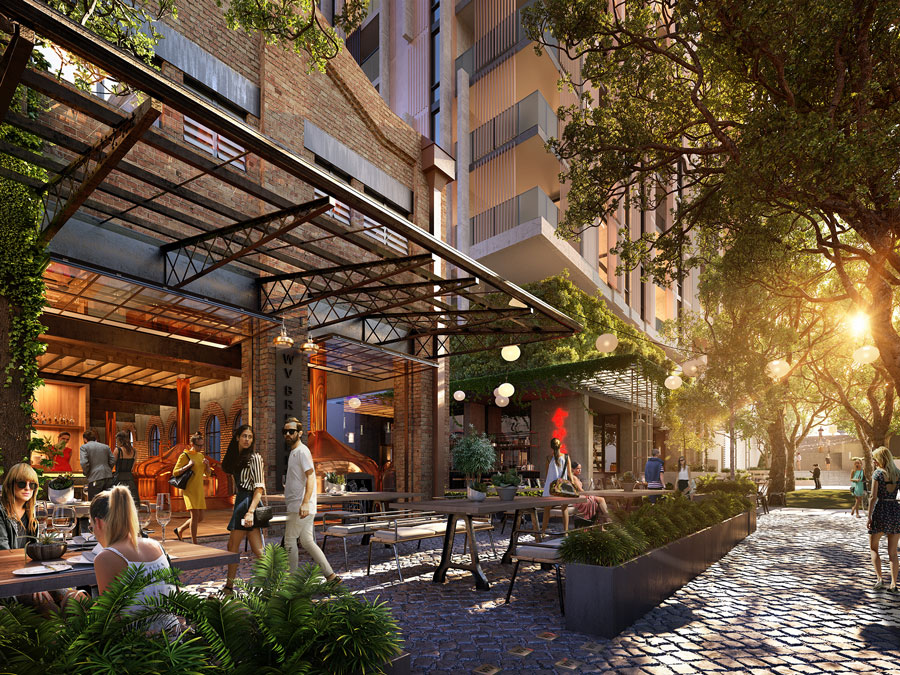 Artist's impression of the newly created Factory Lane at West Village