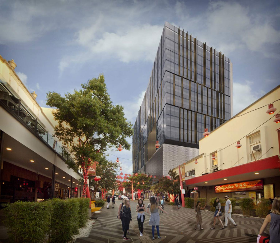 Artist's impression of proposed tower with conceptual carpark facade screen