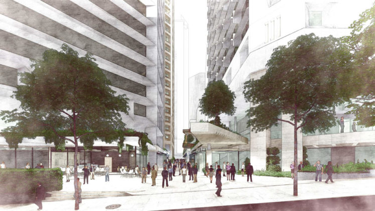 Diagram of Charlotte Street entry to QIC's proposed integrated commercial development