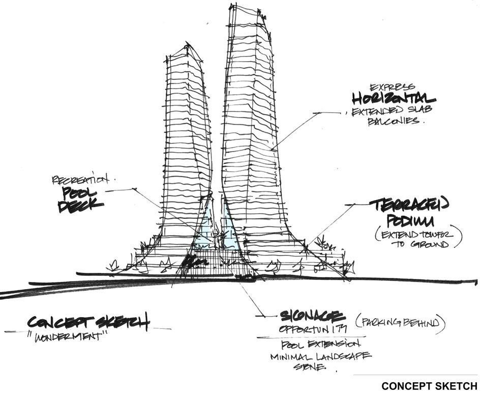 Concept sketch of project by Plus Architecture