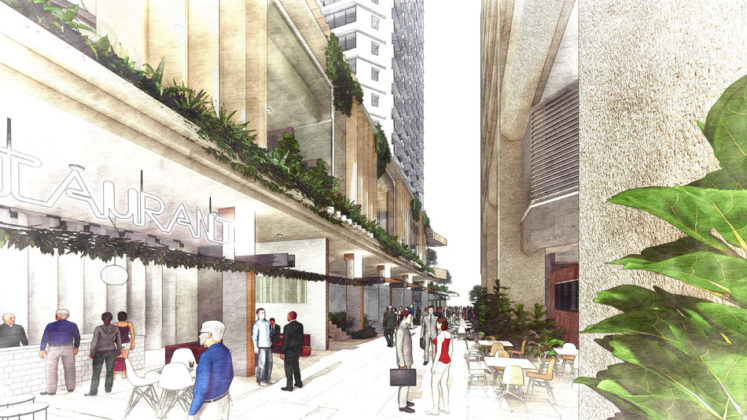 Diagram of inside new laneway of QIC's proposed integrated commercial development