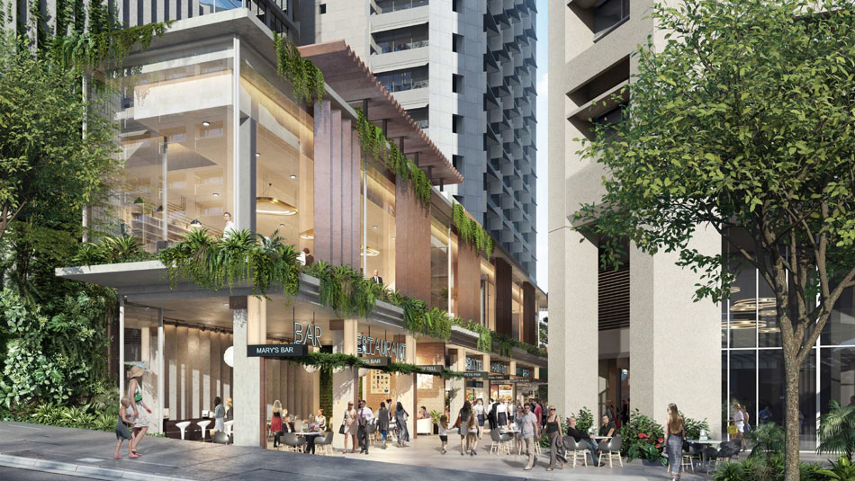 Artist's impression of new laneway running through QIC's integrated commercial triplets development project