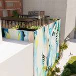 Artist's impression of the Great Southern Hotel's proposed exterior rooftop restaurant and large wall mural