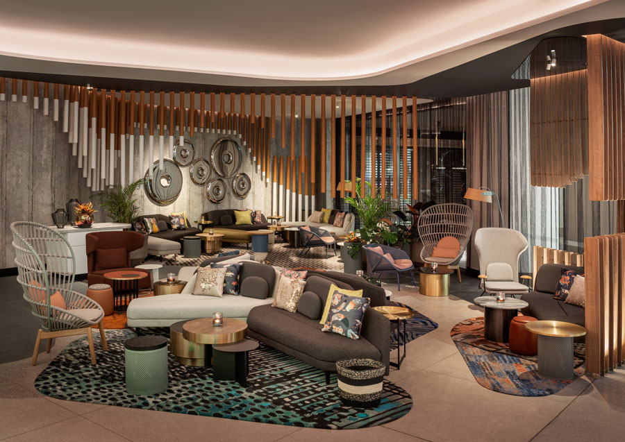W Hotel Brisbane living room bar with a distinctive tropical theme