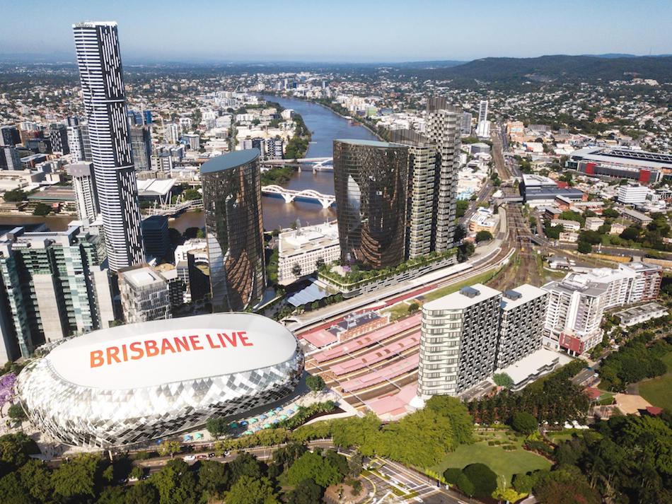 Updated rendering of Brisbane Live complex. Image: Supplied