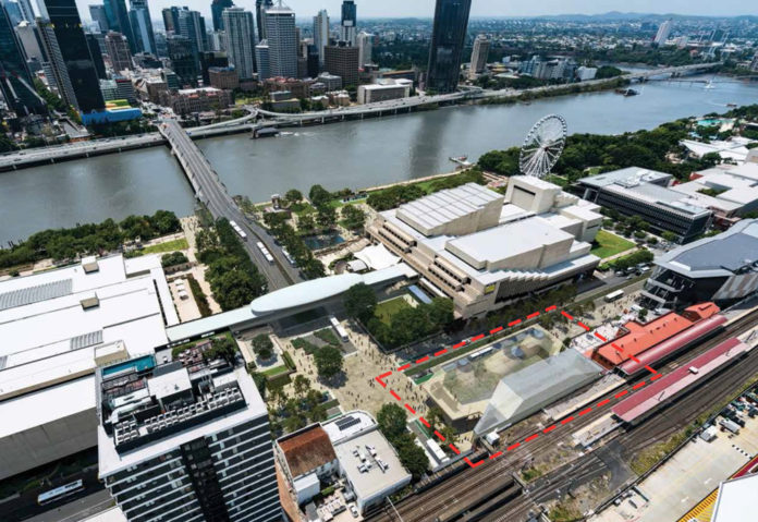 Artist's impression of Brisbane Metro corner portal location
