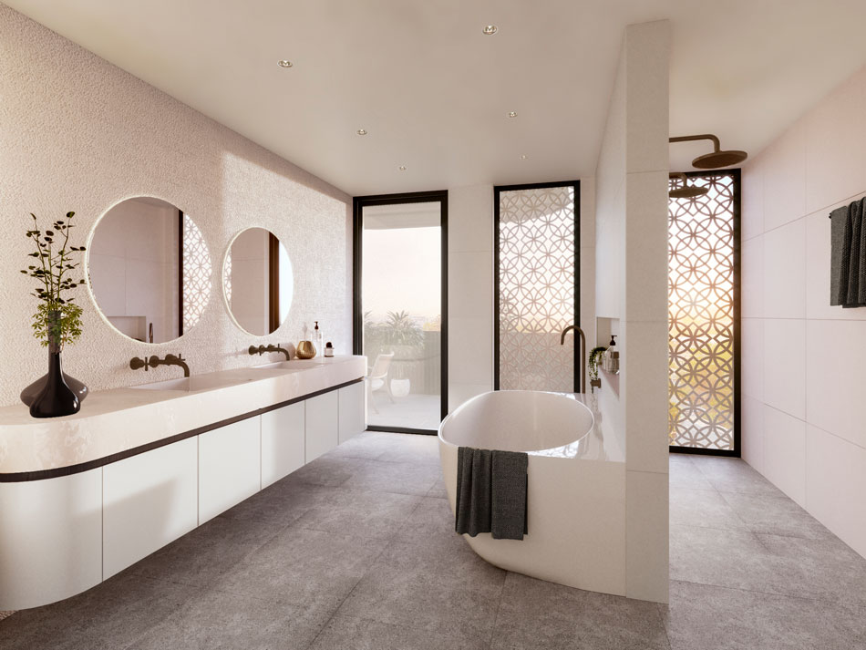 Artist's impression of One Bulimba town home bathroom