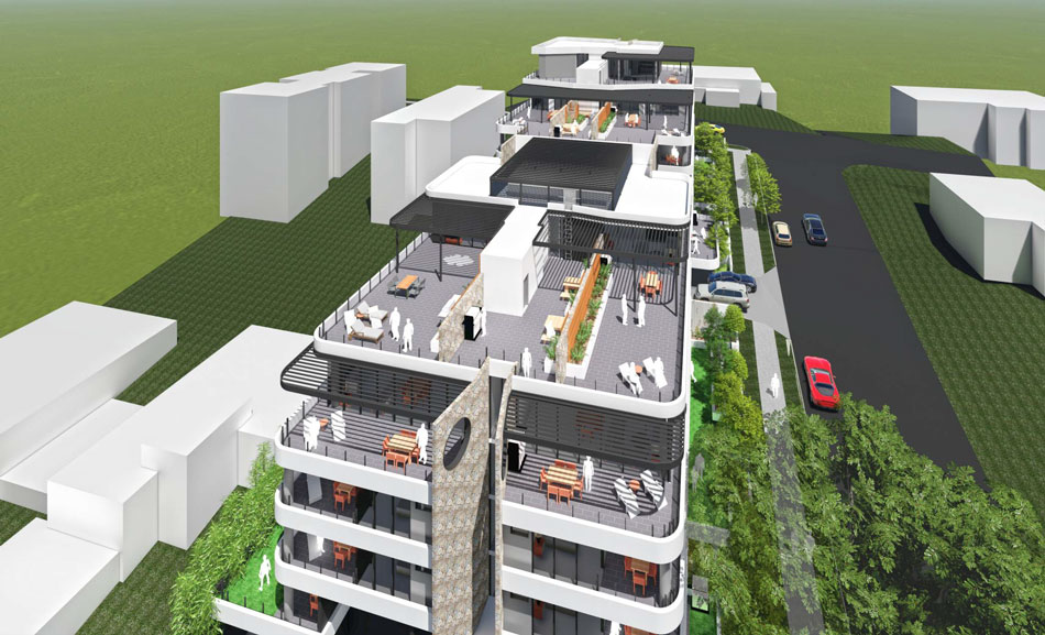 Artist's impression of 7 Burns Street, Indooroopilly development rooftop terraces
