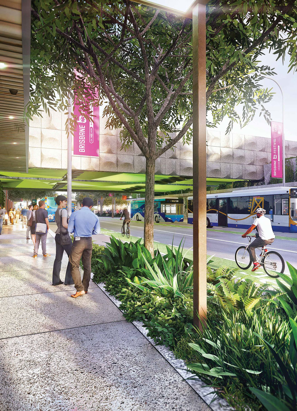 Artist's impression of the planned streets-cape along the Melbourne Street railway overpass