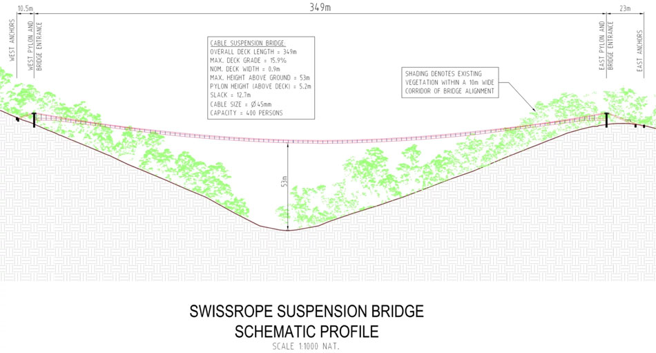 Diagram of proposed suspension bridge