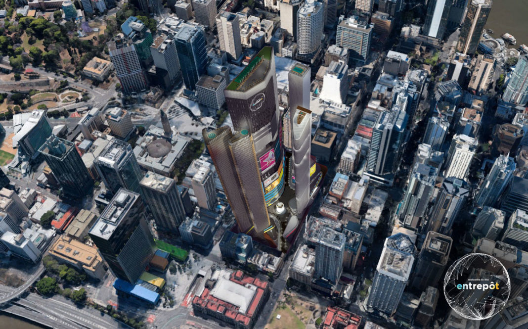Conceptual rendering of possible large scale redevelopment of Brisbane's Myer Centre