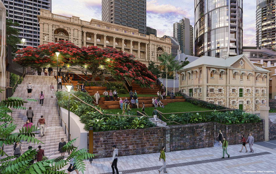 Artist's impression of Miller Park, part of Queen's Wharf