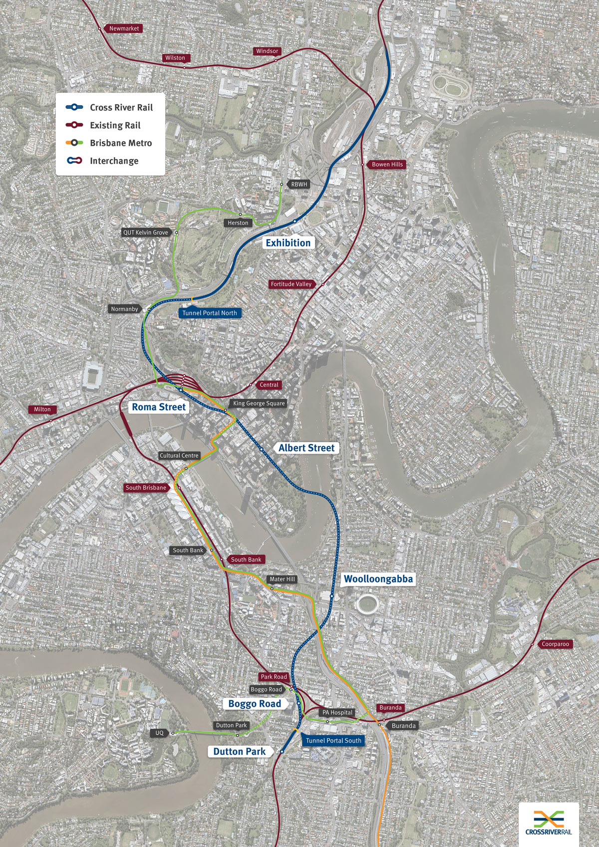 Cross River Rail alignment map
