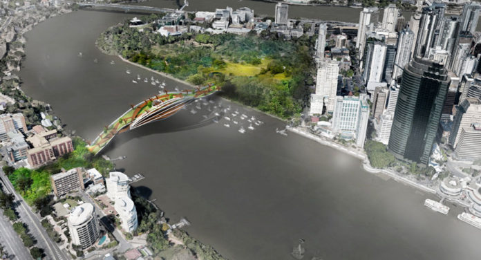 Conceptual bridge design linking Kangaroo Point to the Brisbane CBD