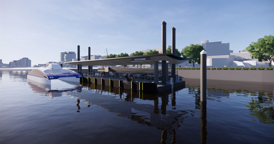 Artist's impression of Pontoon of new South Bank Ferry Terminal