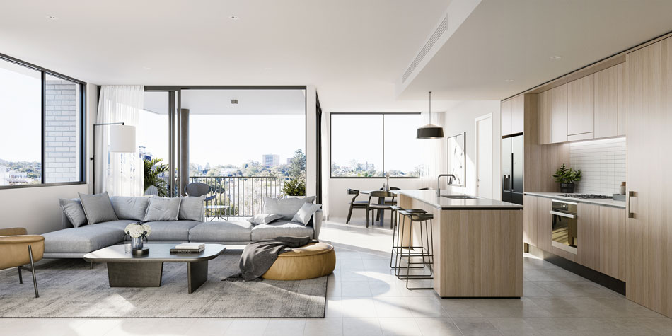 Artist's impression of a 3 bedroom apartment in The Henry