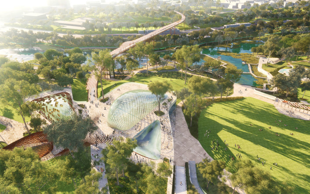 Artist's impression of 'The Green' as part of the Victoria Park first concept