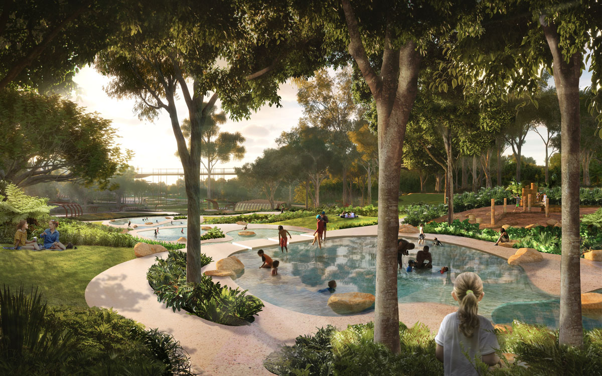 Artist's impression of rockpools as part of the Victoria Park first concept