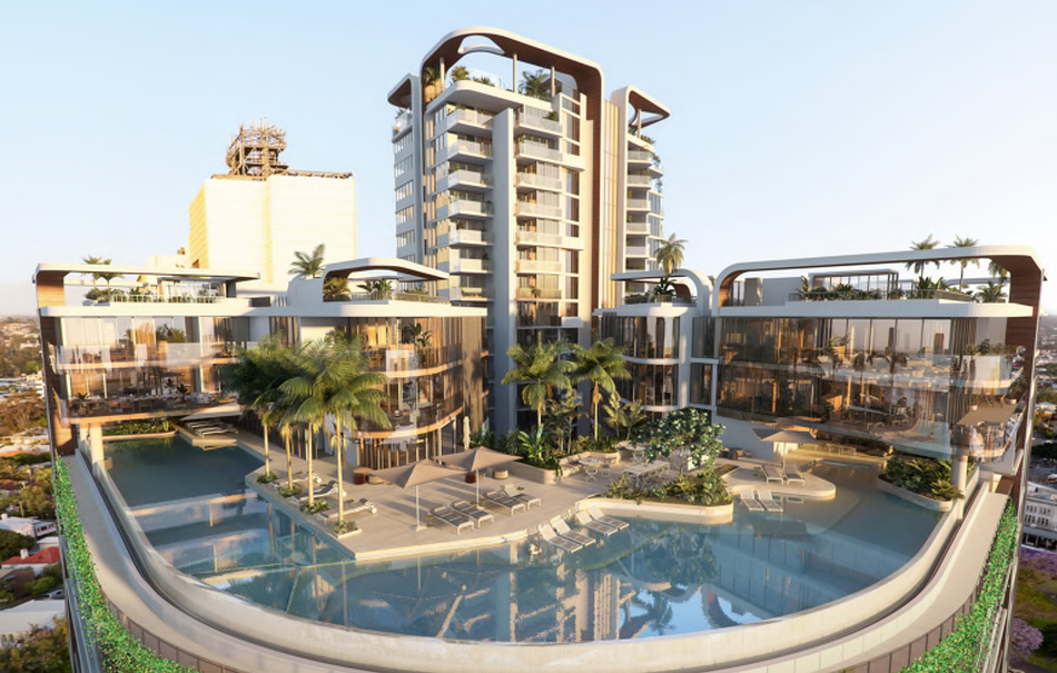 Artist's impression of proposed rooftop pool deck on 'Trilogy', 352 Vulture Street, Kangaroo Point