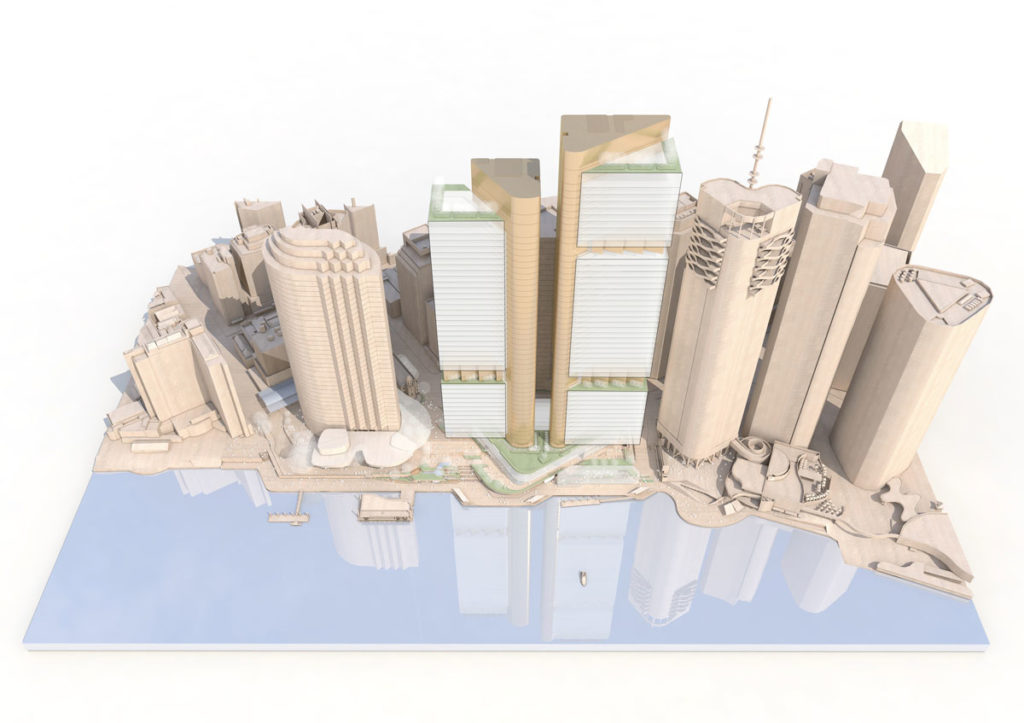 Proposed Brisbane Waterfront tower model massings