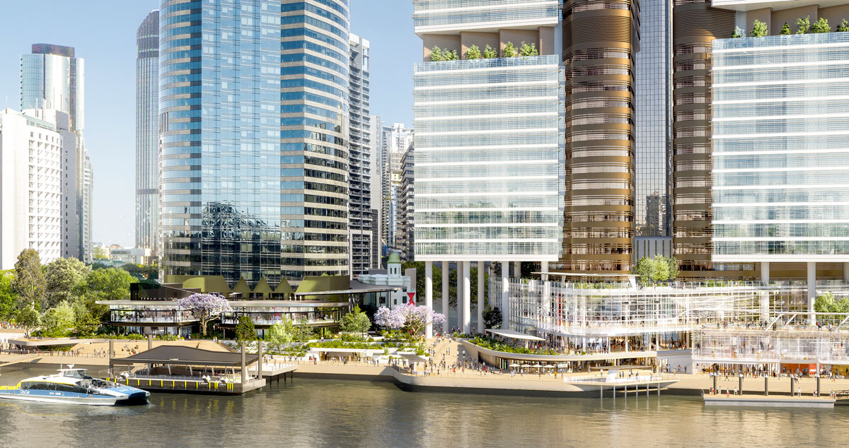 Artist's impression of Riverwalk as part of Waterfront Brisbane development