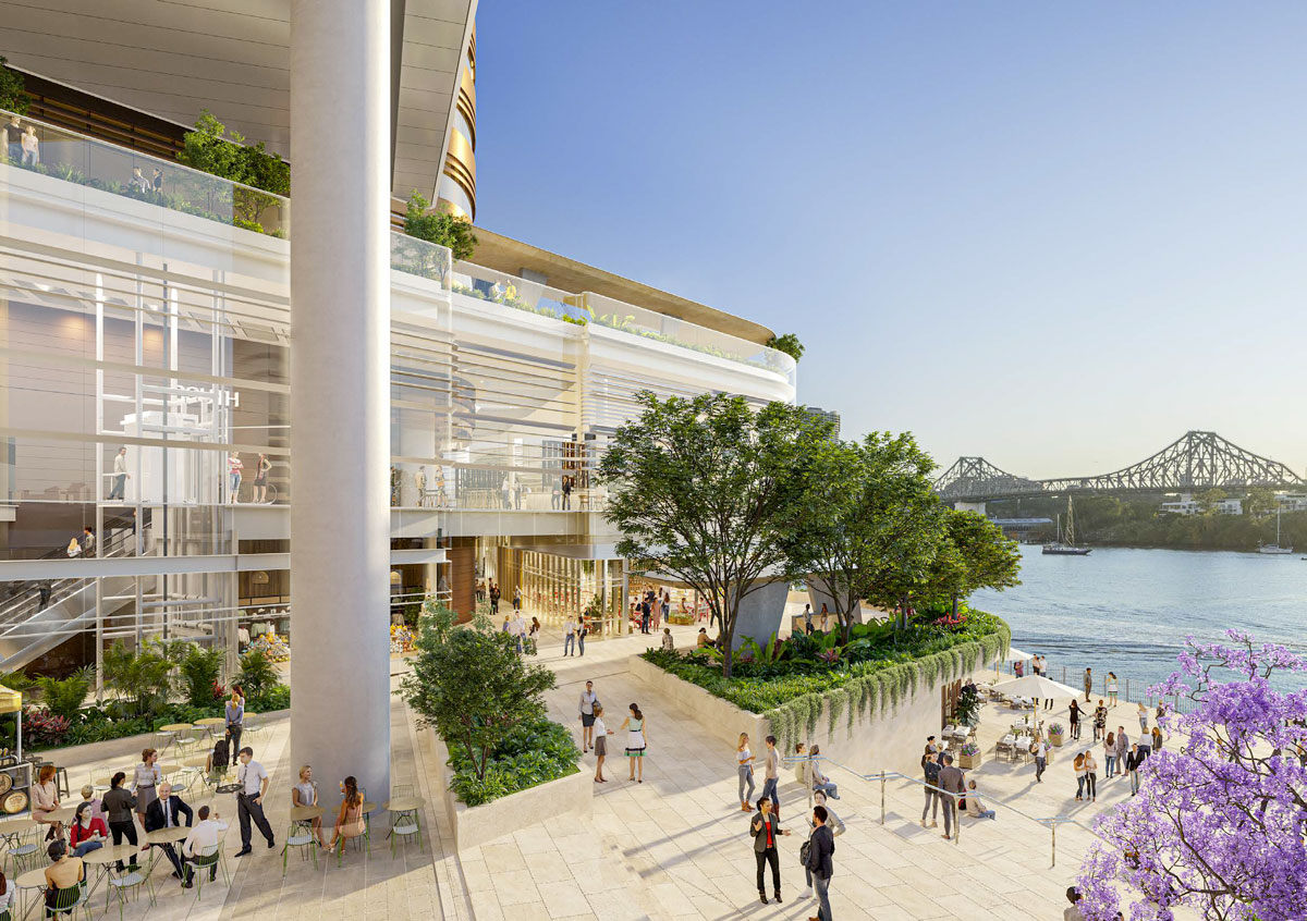 Artist's impression of Market Steps heading down to the Brisbane River from Mary Street