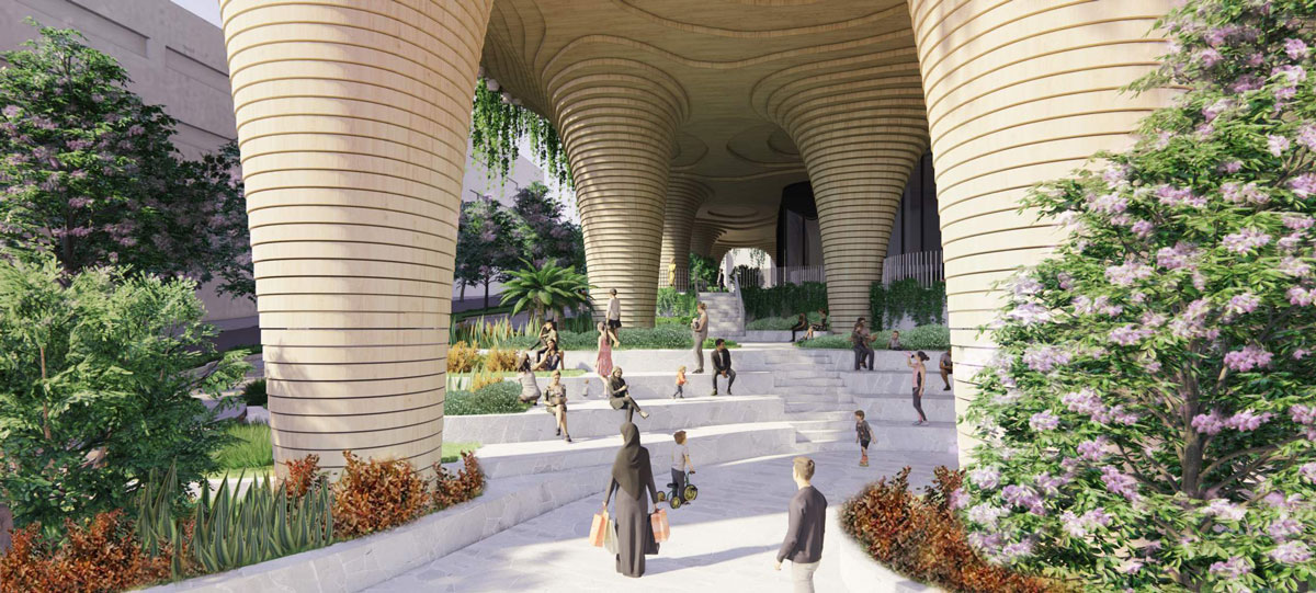 Artist's impression of proposed amphitheater as part of Aria's Urban Forest development in South Brisbane