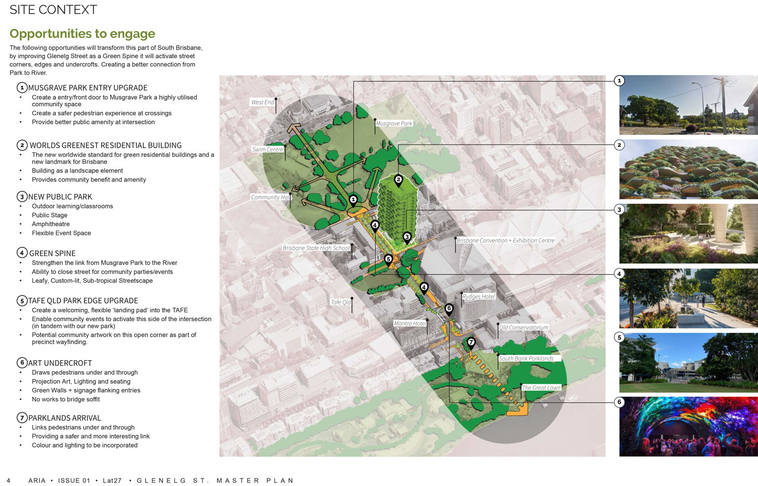Glenelg Street green spine masterplan vision as part of Aria's Urban Forest proposal