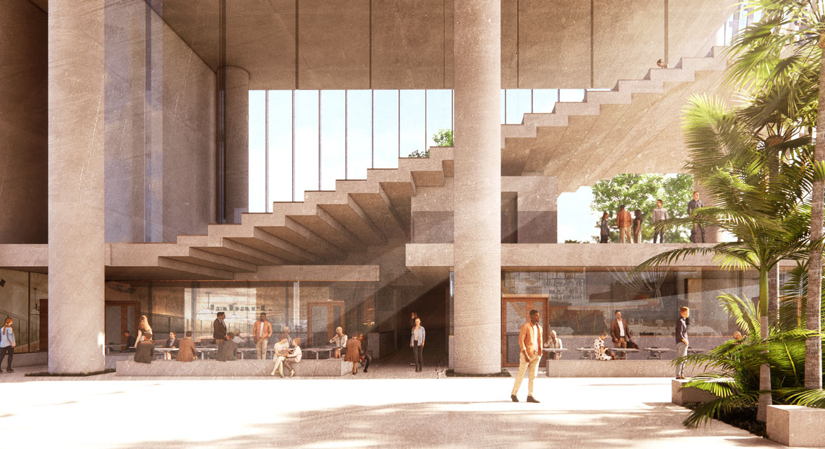 Architectural rendering of proposed auditorium at 205 North Quay, Brisbane CBD