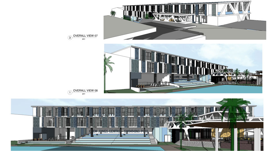 Architectual perspectives of refurbished Clem Jones Aquatic Centre