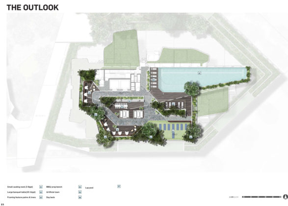 Proposed rooftop landscape plan of the residential tower at Hudson Common redevelopment in Albion