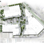 Plan of the proposed public plaza area as part of the Hudson Common redevelopment in Albion