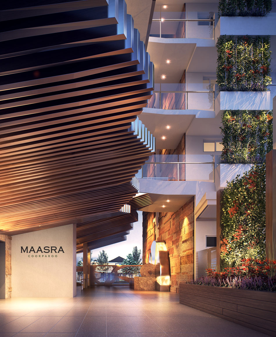Architectural rendering of Maasra Apartments lobby