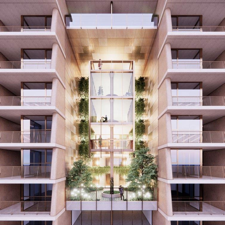 Architectual rendering of the proposed 13-17 Cordelia Street, South Brisbane skygarden levels