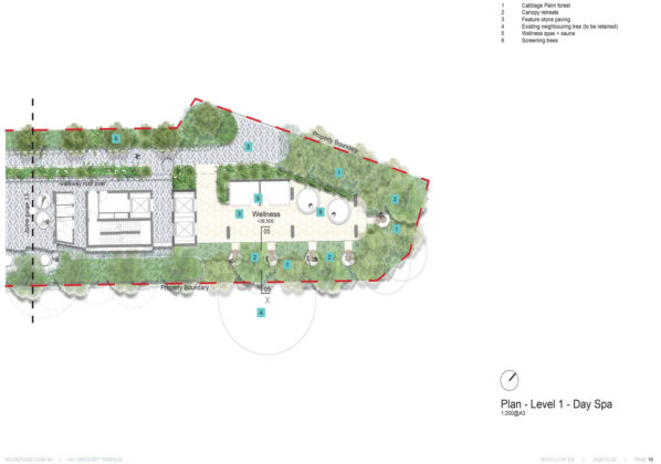 Landscape plan of proposed hotel day spa area