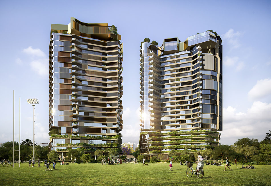 Architectual rendering of 281-297 Montage Road, West End from Davies Park
