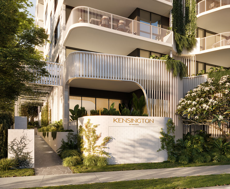Architectural rendering of the Kensington entryway