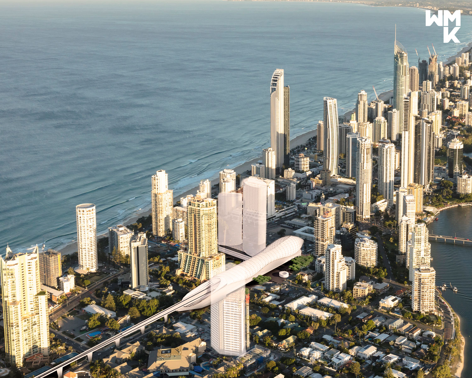 High speed rail station concept image in Surfers Paradise by WMK Architecture