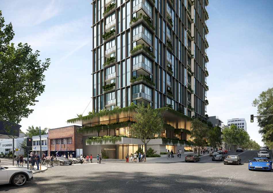 Architectural rendering of proposed 388 Brunswick Street, Fortitude Valley