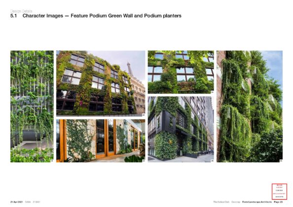 Character images - feature podium green wall and podium planters