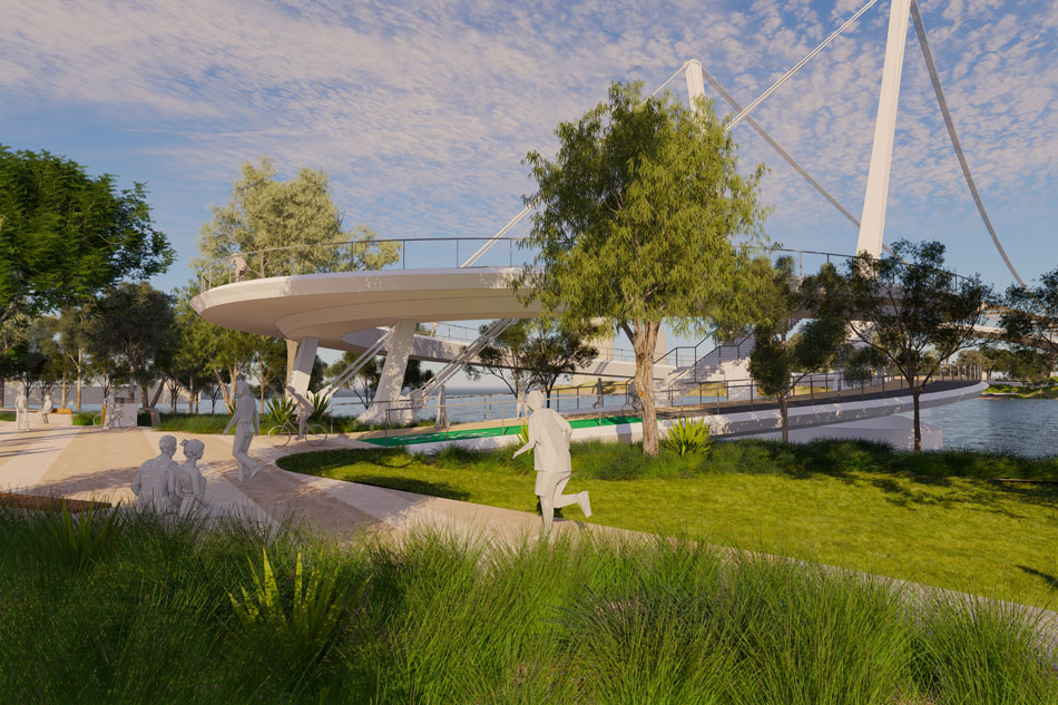 Architectural rendering of West End to St Lucia Green Bridge