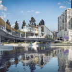 Rendering of elevated commercial space as part of Kangaroo Point Green Bridge